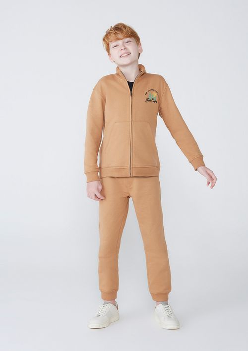 Conjunto Básico Infantil Menino Com Jaqueta E Calça Comfort - Marrom