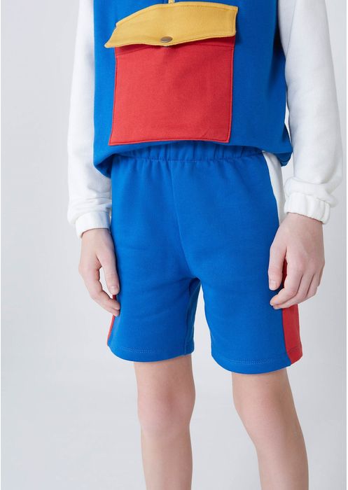 Conjunto Infantil Menino Blusão E Shorts Em Moletom - Azul