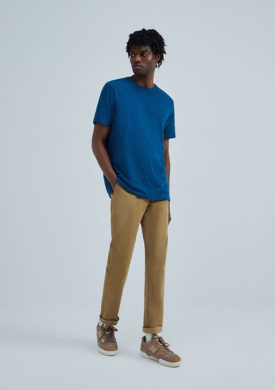 Foto do produto: Calça Básica Masculina Chino Slim Em Sarja Com Elastano - Marrom