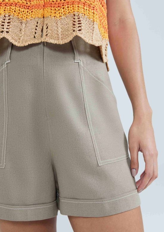 Foto do produto: Shorts Feminino Cintura Alta Com Linho - Caqui