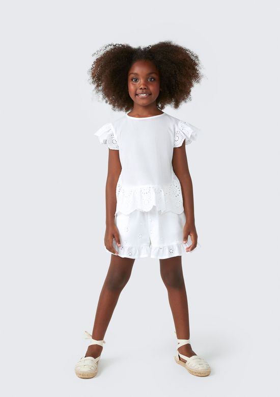 Foto do produto: Shorts Infantil Menina Com Laise e Babados - Branco