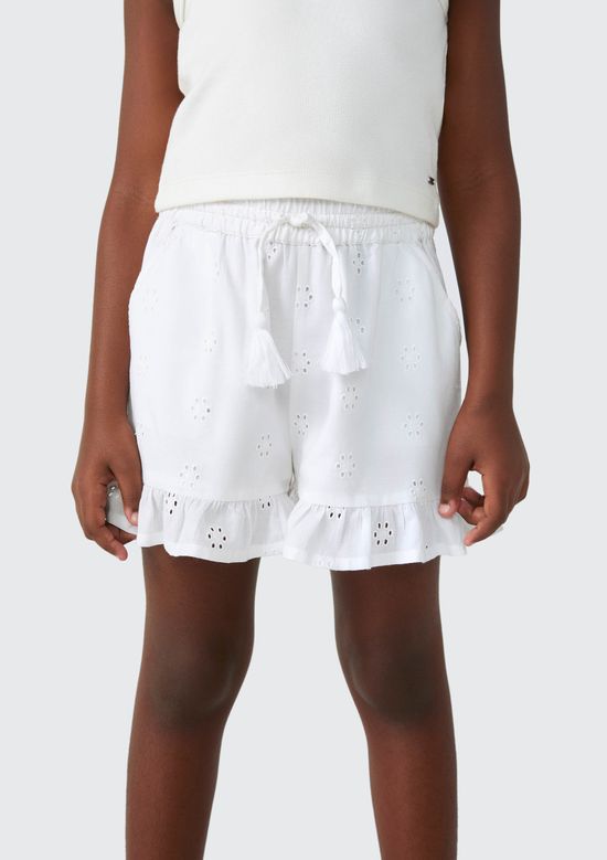 Foto do produto: Shorts Infantil Menina Com Laise e Babados - Branco