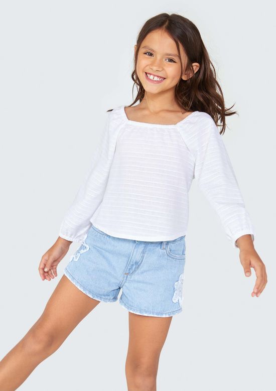 Foto do produto: Blusa Infantil Menina Manga 7/8 - Off white