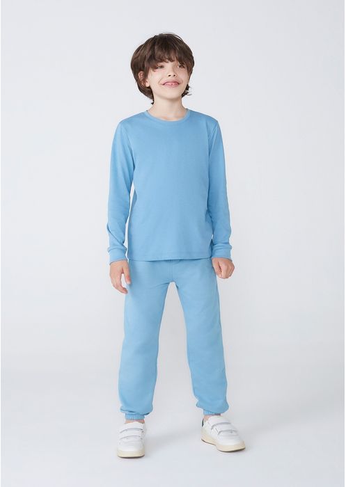 Camiseta Básica Infantil Unissex Manga Longa Hering Kids - Azul