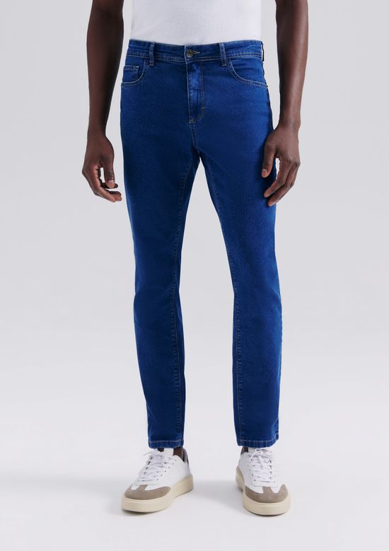 Foto do produto: Calça Jeans Básica Masculina Slim Com Elastano - Azul