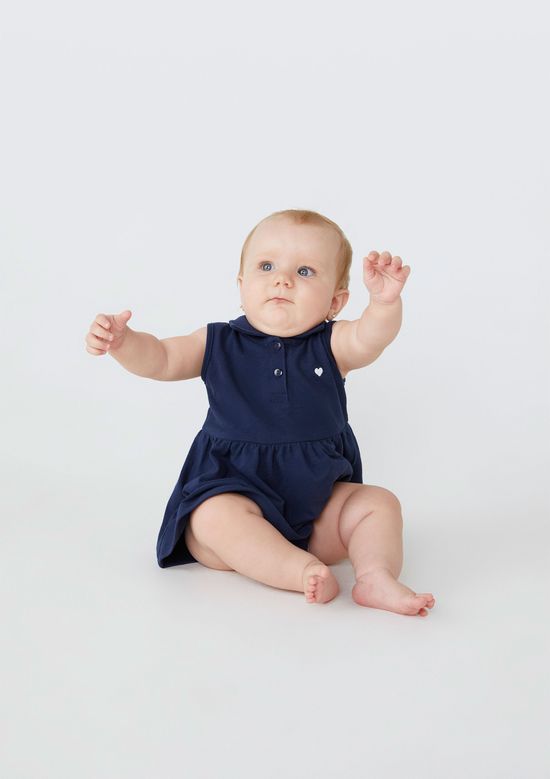 Foto do produto: Body Vestido Bebê Menina Gola Polo Hering Kids - Azul