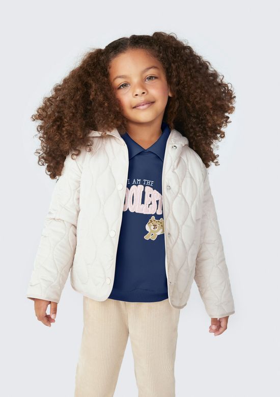 Foto do produto: Jaqueta Puffer Infantil Menina Toddler Com Capuz - Bege