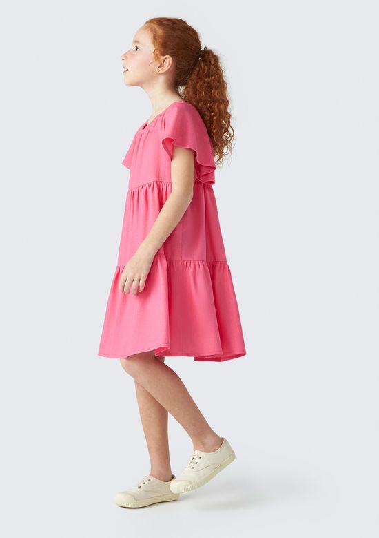 Foto do produto: Vestido Infantil Com Linho - Rosa