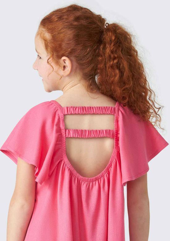 Foto do produto: Vestido Infantil Com Linho - Rosa