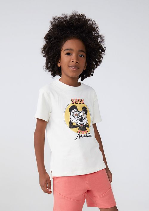 Camiseta Infantil Menino Estampada Mickey - Bege