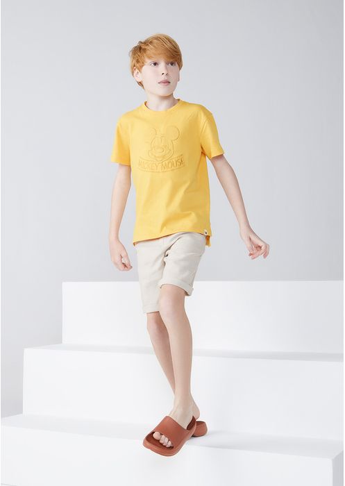 Camiseta Infantil Menino Estampada Mickey - Amarelo