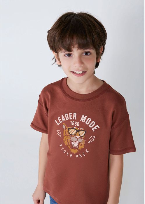 Camiseta Infantil Menino Curta Oversized - Marrom