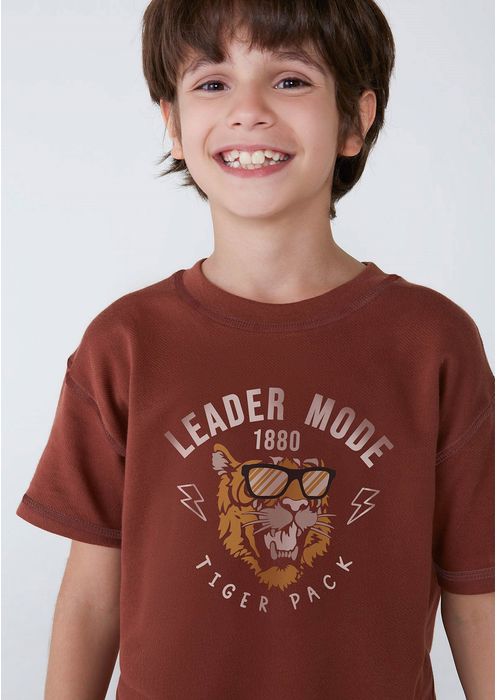 Camiseta Infantil Menino Curta Oversized - Marrom
