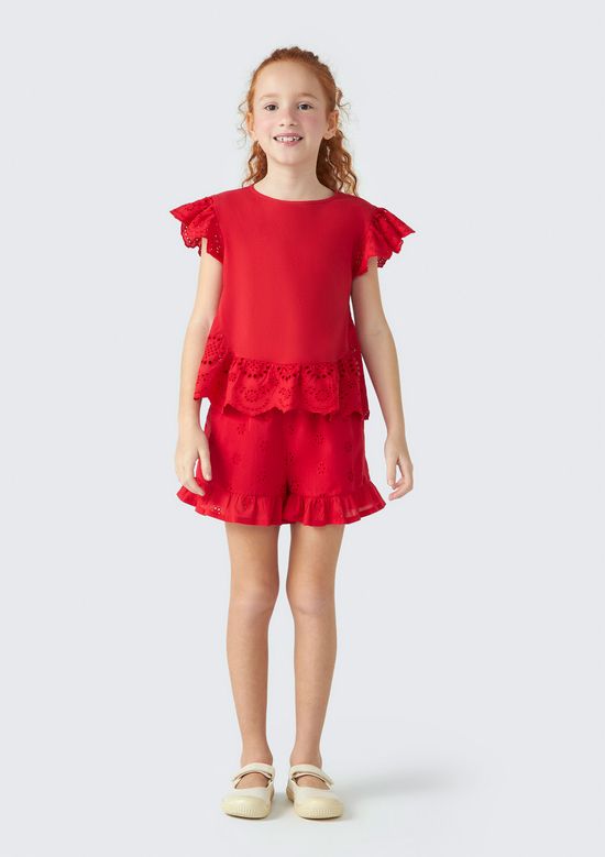 Foto do produto: Shorts Infantil Menina Com Laise e Babados - Vermelho