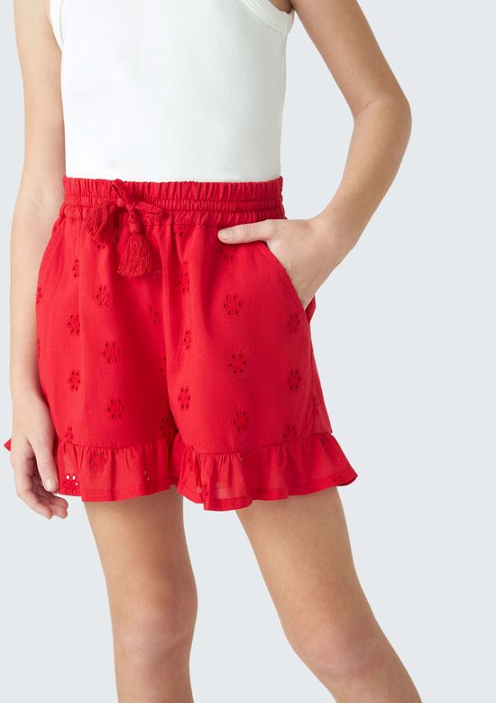 Foto do produto: Shorts Infantil Menina Com Laise e Babados - Vermelho