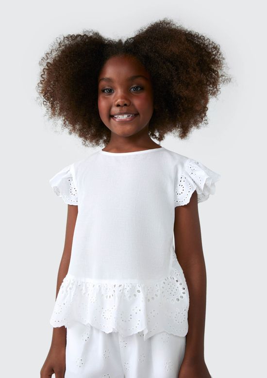 Foto do produto: Blusa Infantil Menina Com Babados - Branco