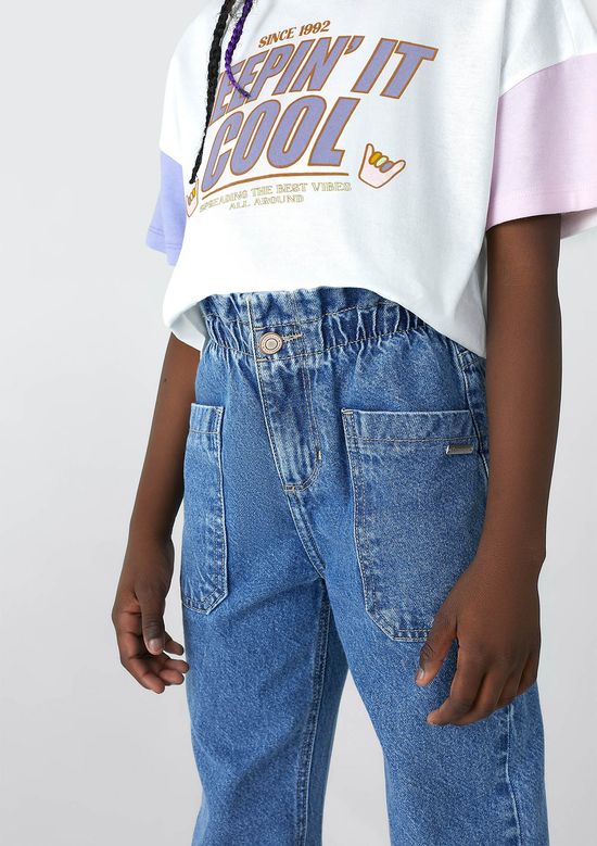 Foto do produto: Calça Jeans Infantil Menina Paper Bag - Azul