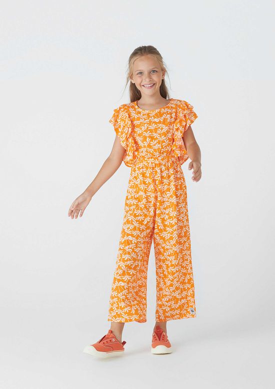 Foto do produto: Macacão Infantil Menina Longo Estampado - Laranja