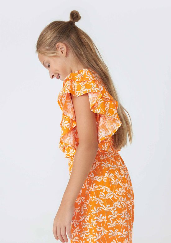 Foto do produto: Macacão Infantil Menina Longo Estampado - Laranja