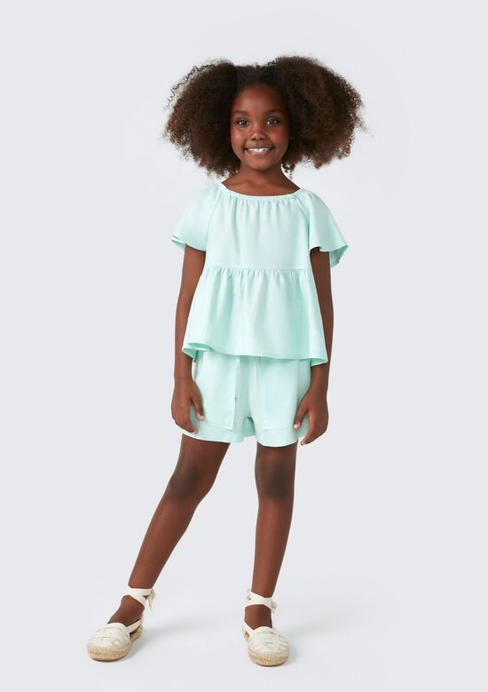 Foto do produto: Shorts Infantil Menina Com Linho - Verde