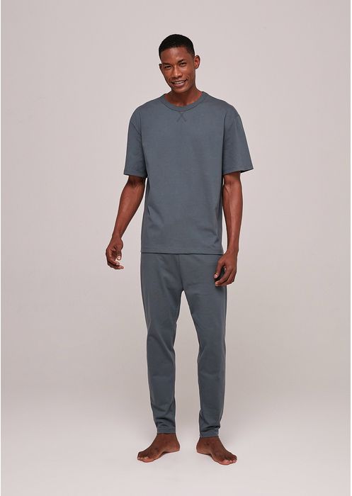Pijama Longo Masculino Básico Comfort - Azul