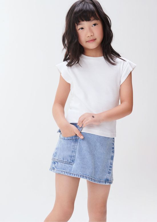 Foto do produto: Shorts Saia Jeans Infantil Menina - Azul