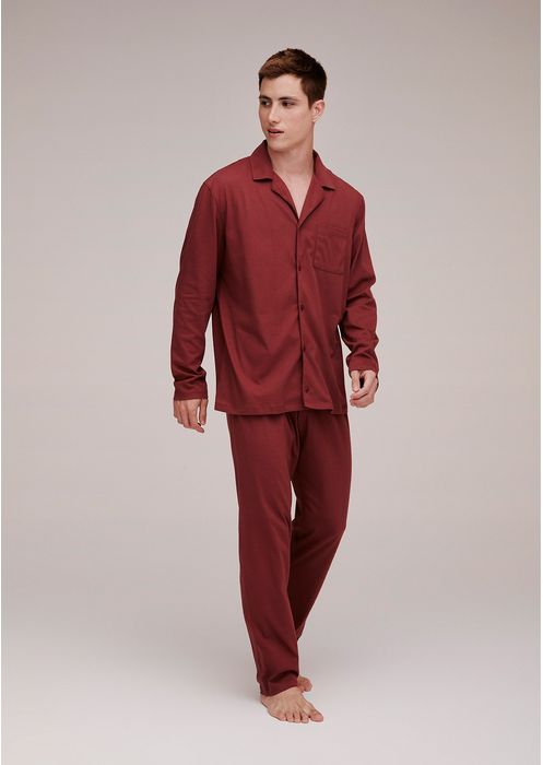 Pijama Masculino Longo Camisa E Calça - Vinho