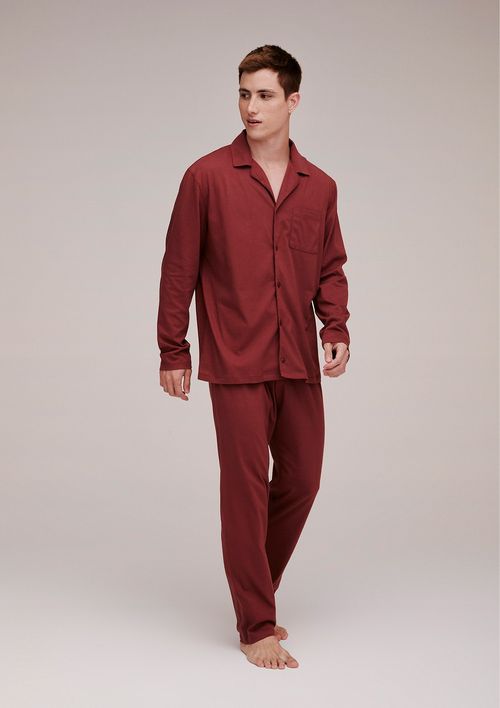 Pijama Masculino Longo Camisa E Calça - Vermelho