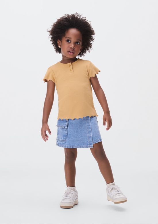 Foto do produto: Shorts Saia Jeans Infantil Menina Toddler - Azul