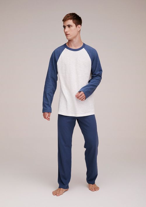 Pijama Masculino Longo Em Malha Flamê - Azul