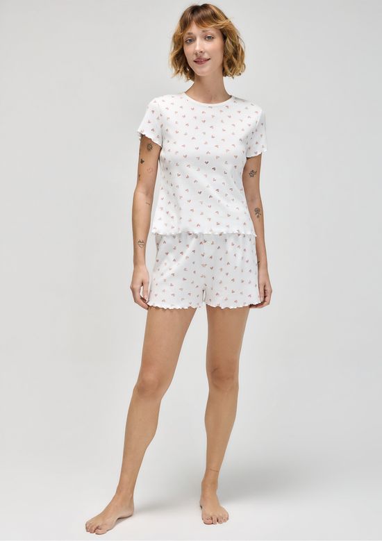 Foto do produto: Pijama Curto Feminino Estampado - Off white