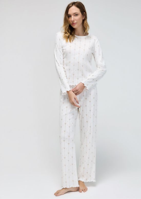 Foto do produto: Pijama Longo Feminino Estampado - Off white