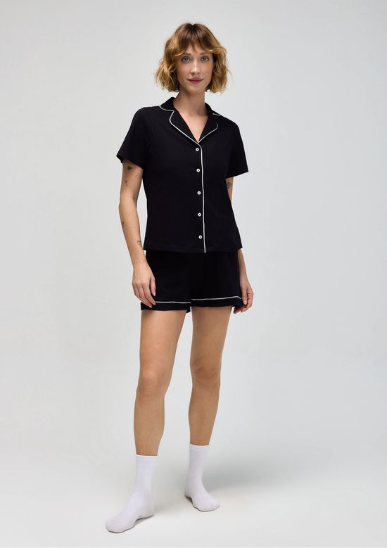 Foto do produto: Pijama Curto Feminino Com Botões - Preto