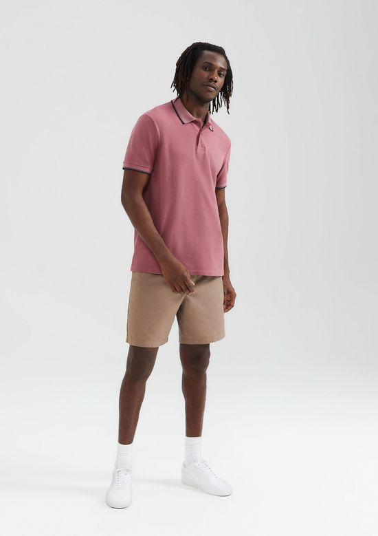 Foto do produto: Camisa Polo Básica Masculina Manga Curta Em Piquet - Rosa