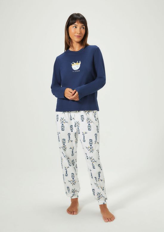 Foto do produto: Pijama Longo Feminino Estampado - Azul