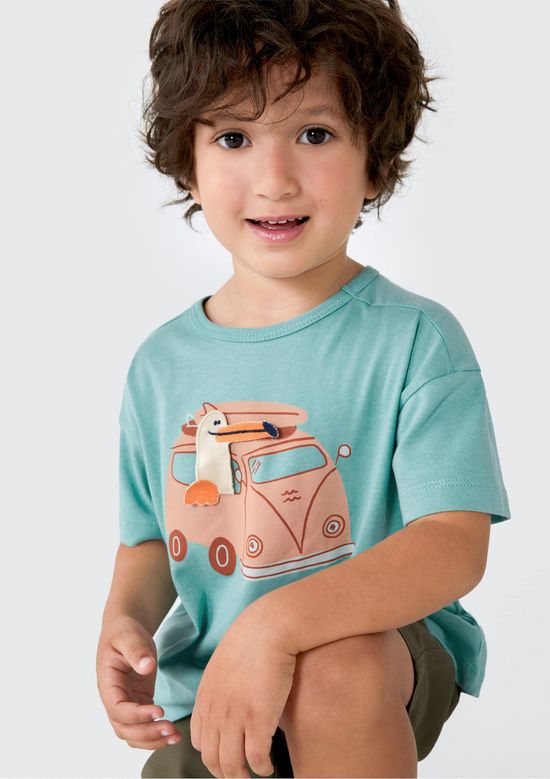 Foto do produto: Camiseta Infantil Menino Toddler Com Estampa Interativa - Verde