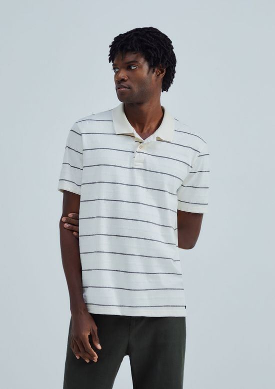 Foto do produto: Camisa Polo Masculina Manga Curta Listrada - Off white