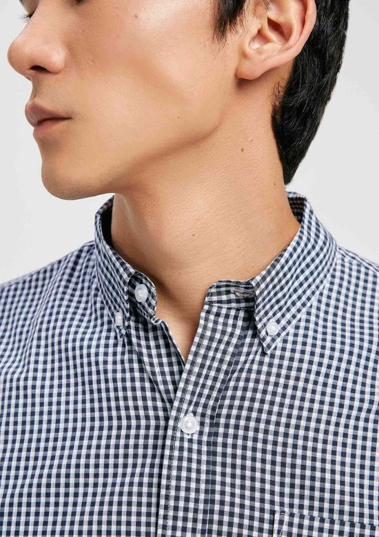 Foto do produto: Camisa Básica Masculina Manga Longa Slim Xadrez - Azul