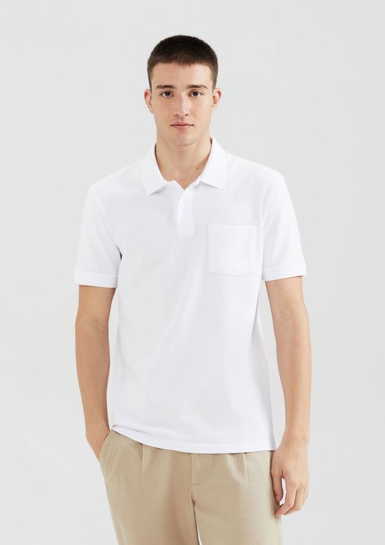 Foto do produto: Camisa Polo Básica Masculina Em Piquet Com Bolso - Branco