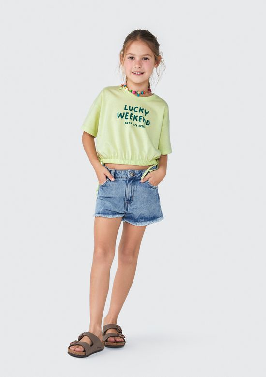 Foto do produto: Blusa Infantil Menina Manga Curta Amarração - Verde