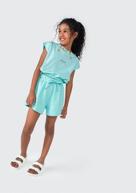 Foto do produto: Conjunto Curto Infantil Menina Com Estampa - Azul