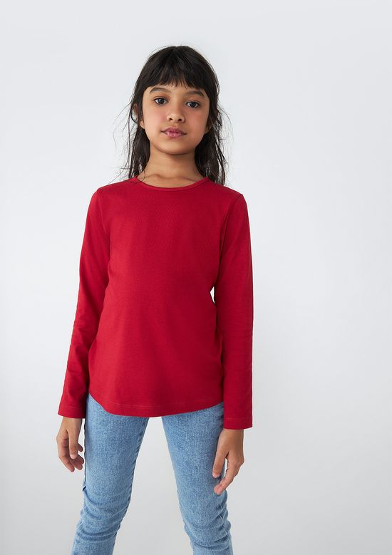 Foto do produto: Blusa Básica Infantil Menina Manga Longa  - Vermelho