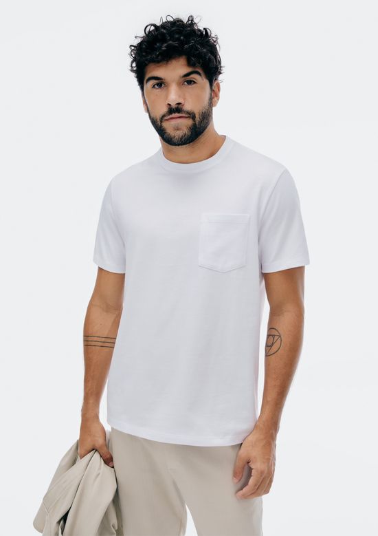 Foto do produto: Camiseta Básica Masculina Comfort Super Cotton Com Bolso - Branco