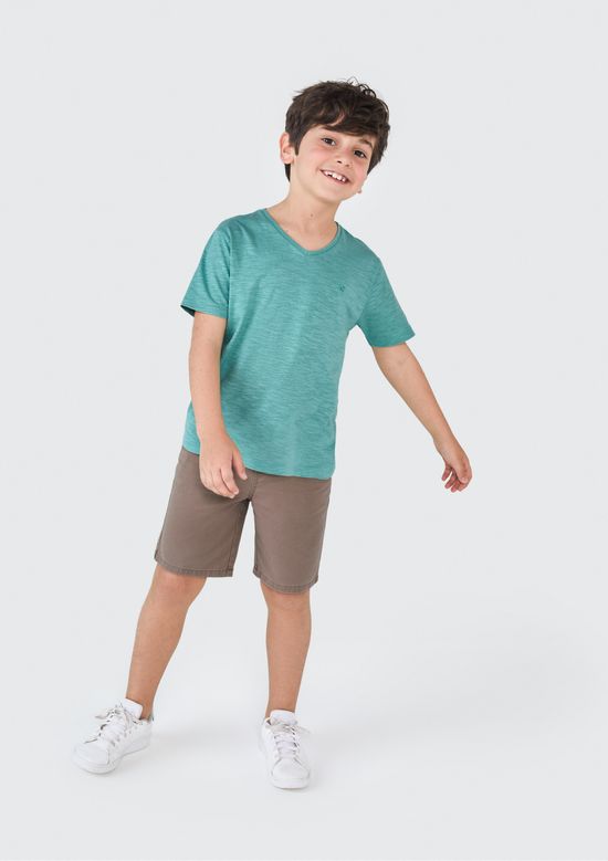 Foto do produto: Camiseta Básica Infantil Menino Flamê Em Decote V - Verde