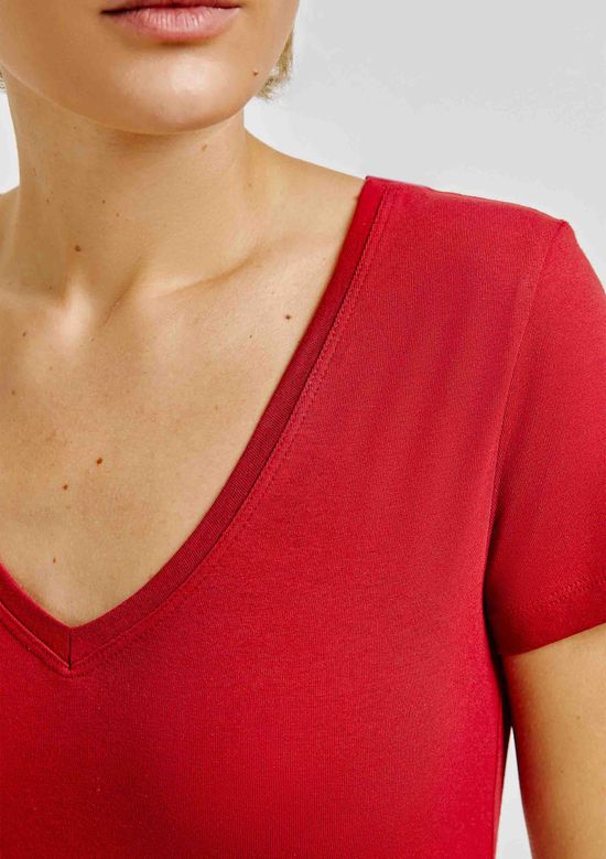 Foto do produto: Blusa Básica Feminina Slim Decote V - Vermelho