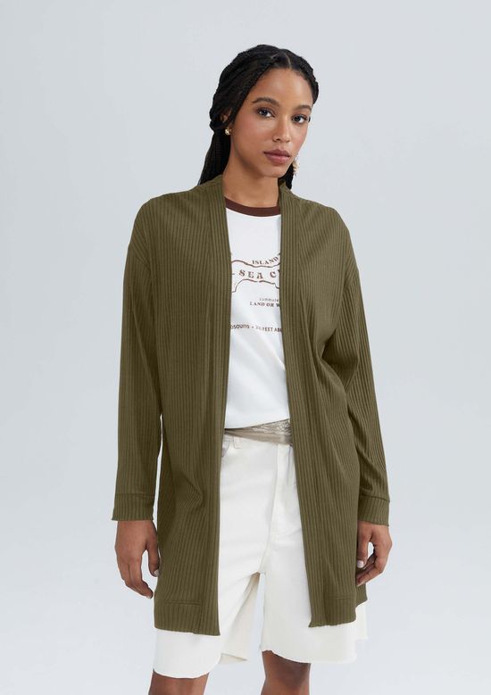 Foto do produto: Cardigan Feminino Em Ribana - Verde