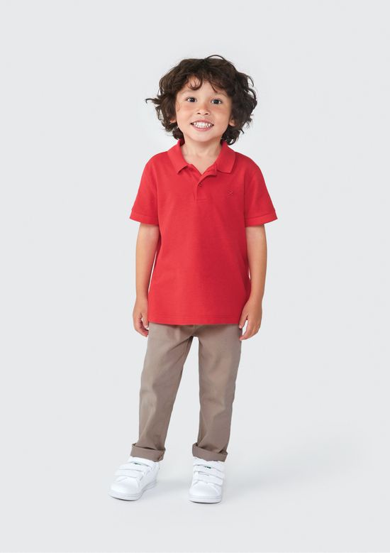 Foto do produto: Camisa Básica Polo Infantil Menino Toddler Manga Curta - Vermelho