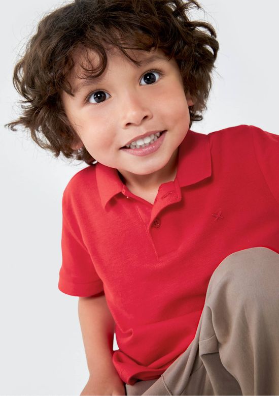 Foto do produto: Camisa Básica Polo Infantil Menino Toddler Manga Curta - Vermelho