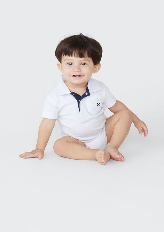 Foto do produto: Body Polo Bebê Menino Com Bolsinho - Branco