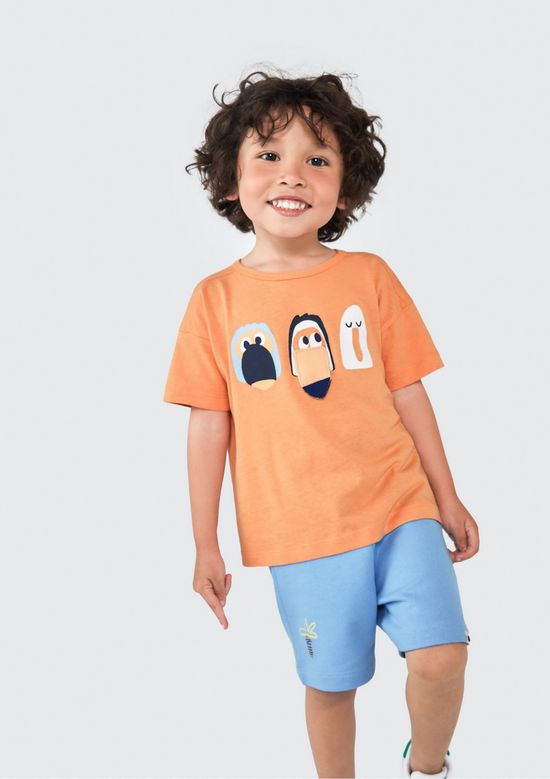 Foto do produto: Camiseta Infantil Menino Toddler Com Estampa Interativa - Laranja